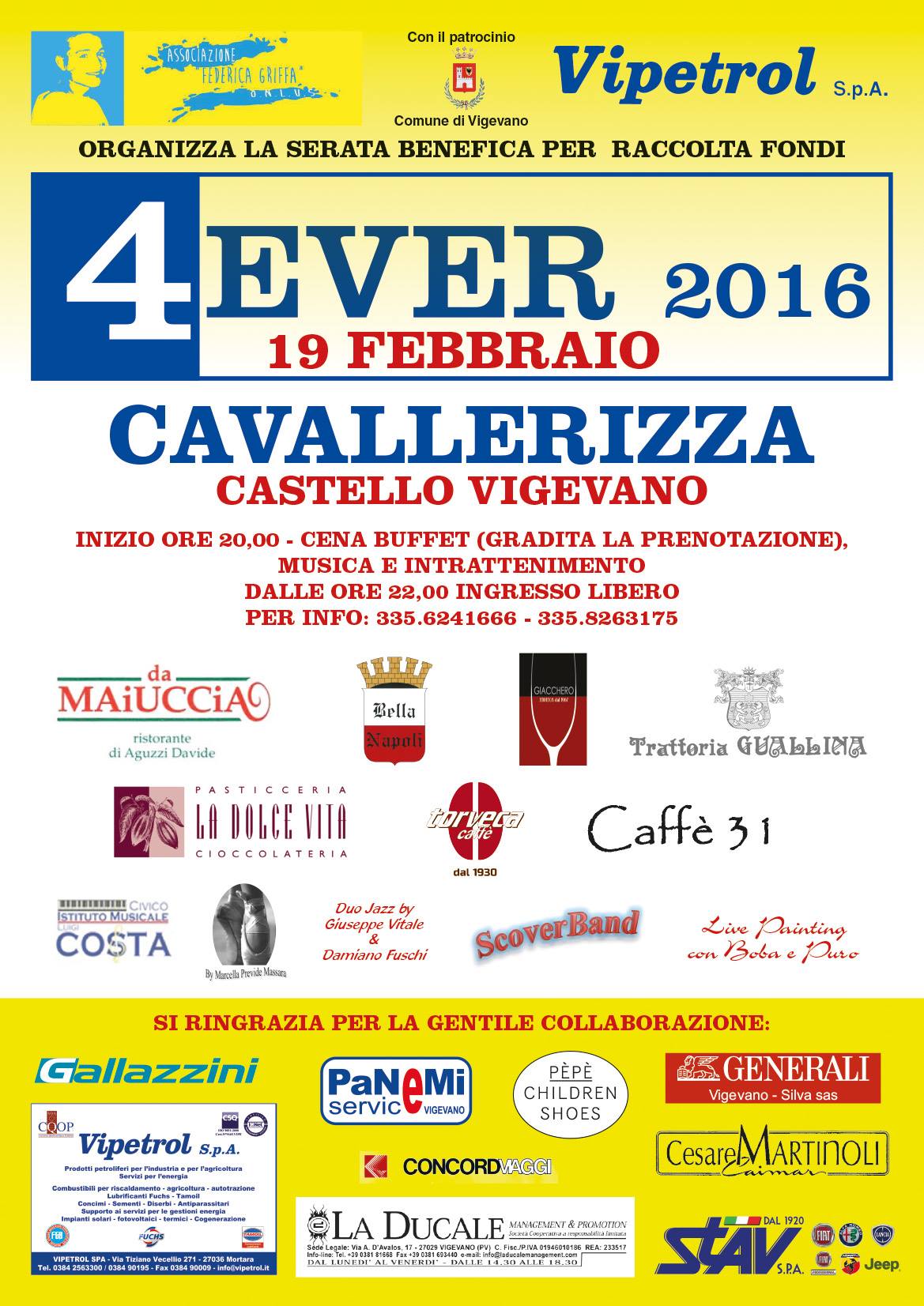 Visitate il sito della Associazione Federica Griffa per maggiori informazioni sulle finalità dell'evento e la destinazione dei fondi che verranno raccolti.